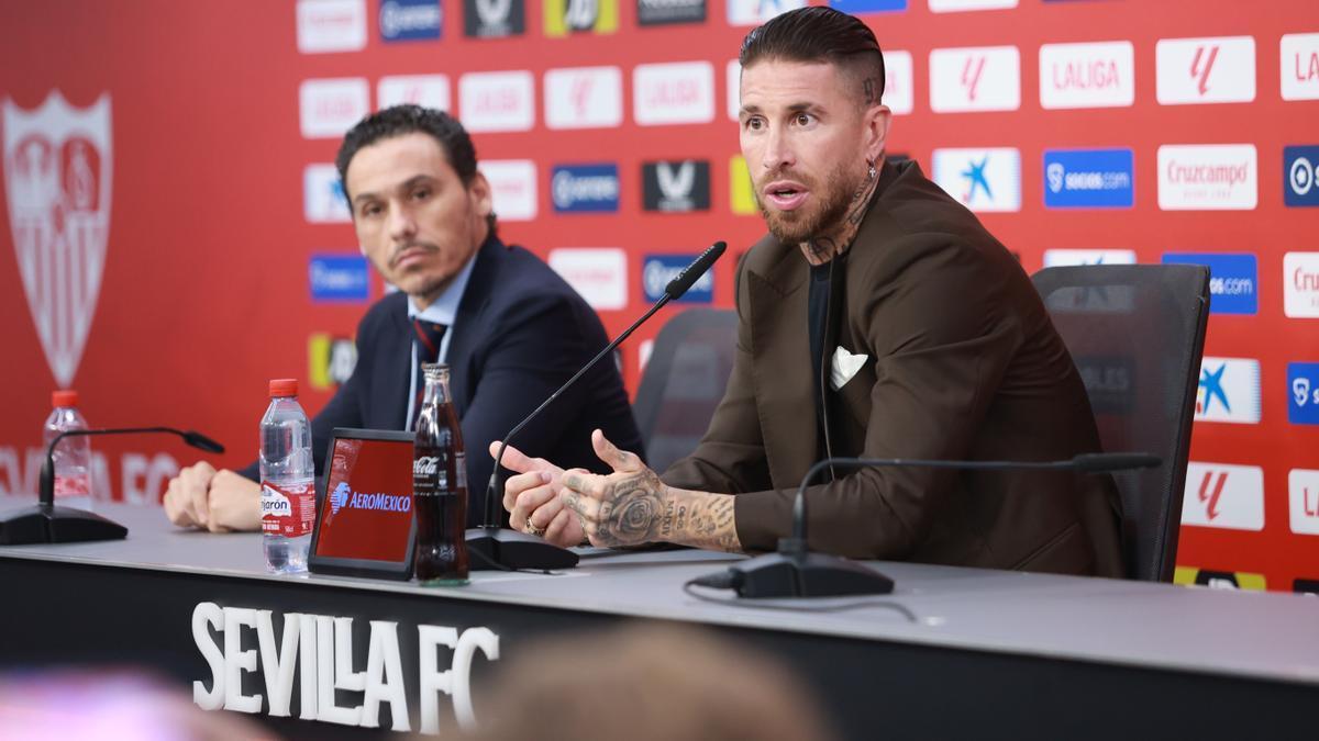 Sergio Ramos, durante su última despedida del Sevilla.