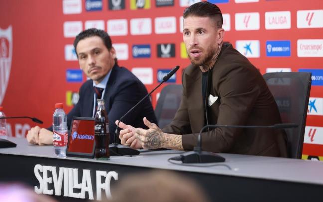 Sergio Ramos, durante su última despedida del Sevilla.