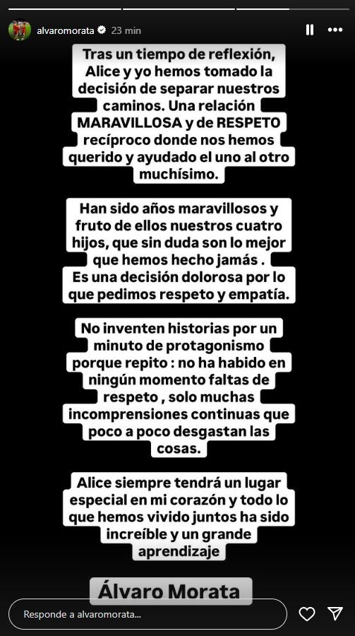 El comunicado de Álvaro Morata.