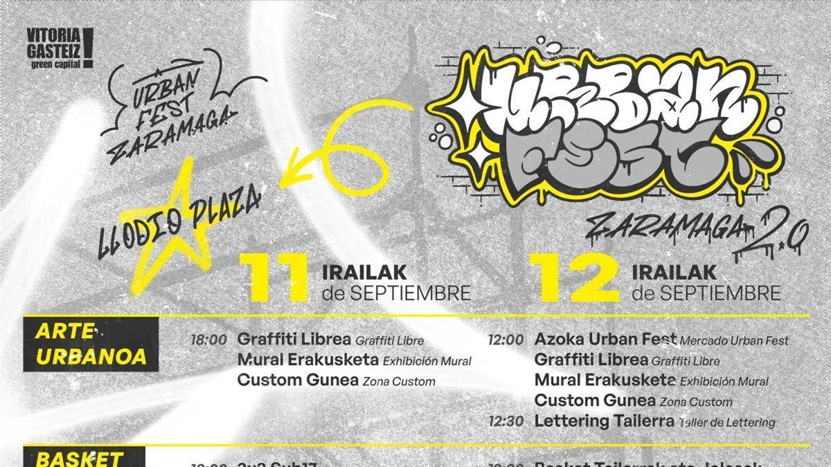 Urban Fest Zaramagaren bigarren edizioak gazteentzako doako 30 bat jarduera eskainiko ditu asteburuan Gasteizen.