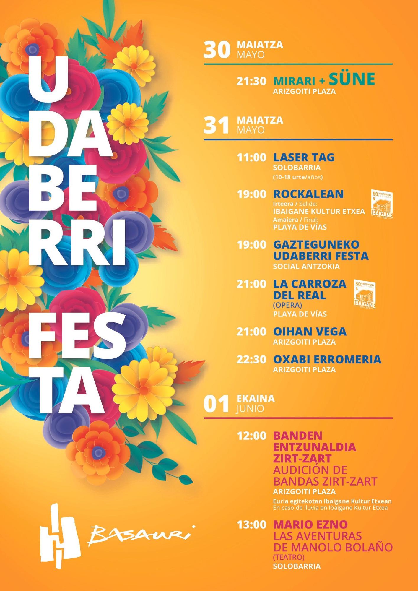 Cartel de la programación de la primera edición de Udaberri Festa Basauri
