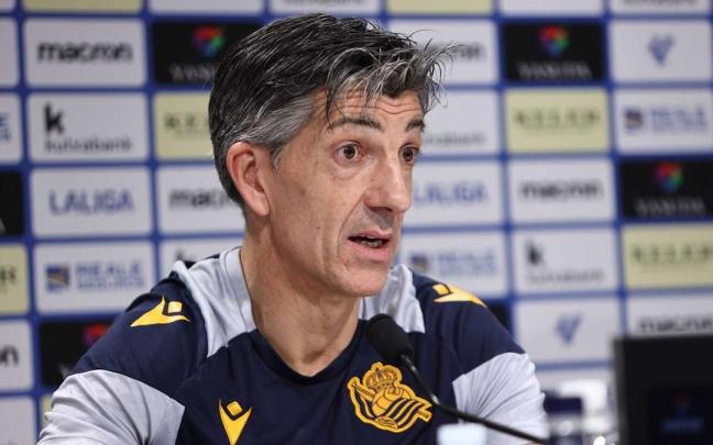 Imanol Alguacil, en un momento de la rueda de prensa de hoy. / R. S.