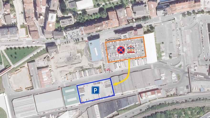 Plano que muestra el parking alternativo