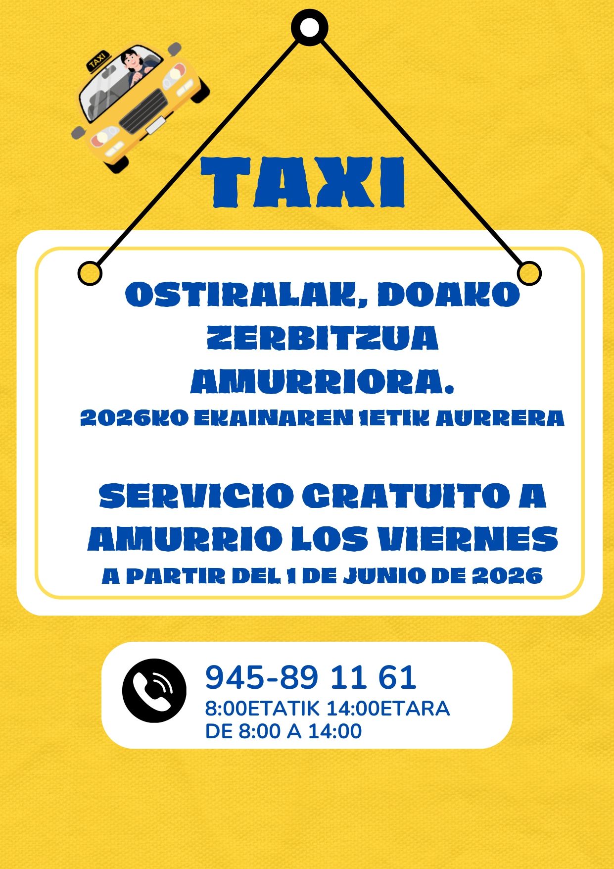 Cartel anunciador del nuevo servicio de taxi a demanda