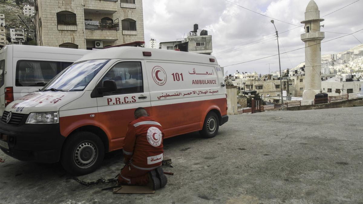 Ambulancia en Nablús, Cisjordania.