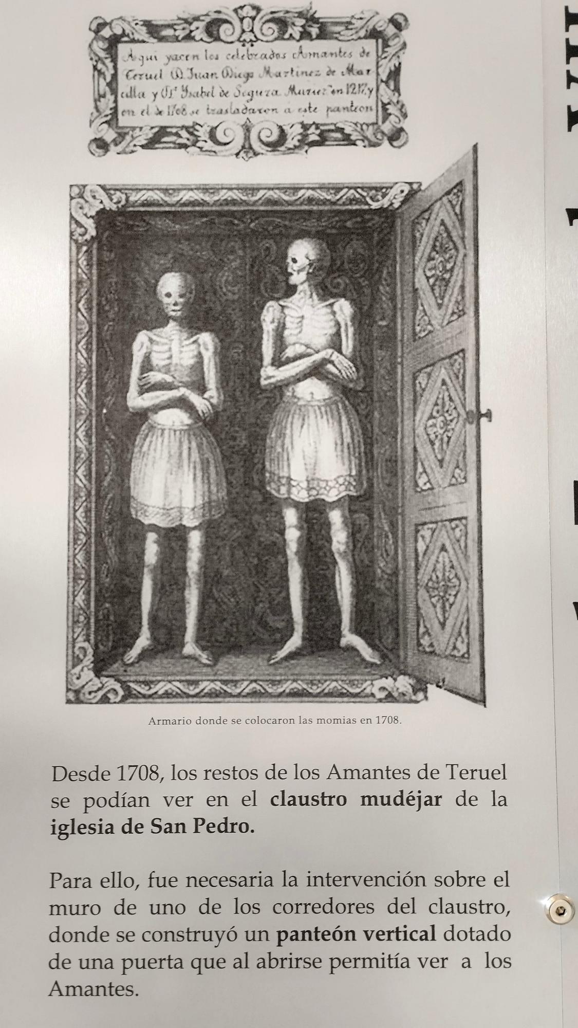 Ilustración en la que se ve de qué manera se mostraba a los Amantes tras encontrar sus cuerpos en la capilla.