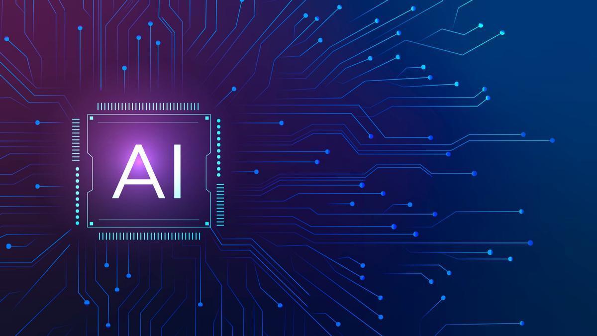 Las siglas de la inteligencia artificial sobre un microchip.
