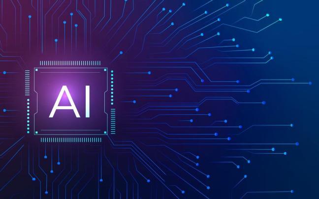 Las siglas de la inteligencia artificial sobre un microchip.