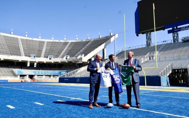 Imanol Pradales durante su visita a la Boise State University.