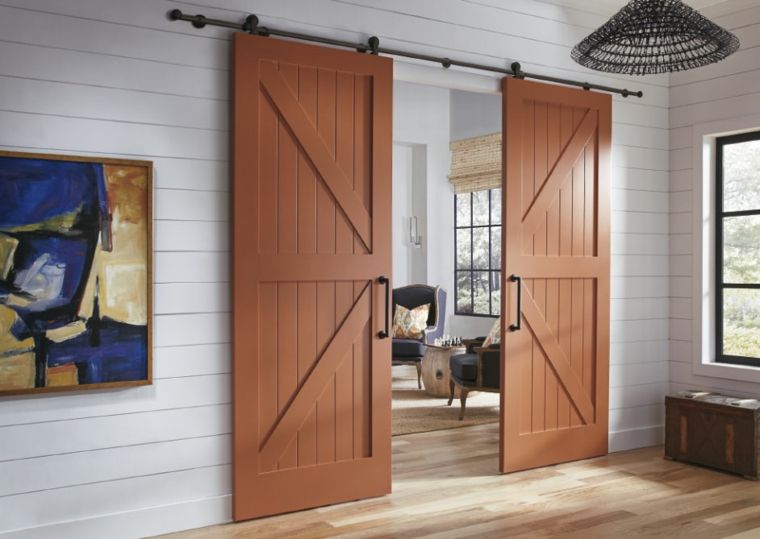 puerta corredera blanca  Puertas de granero interiores, Puertas correderas  madera, Decoración de unas