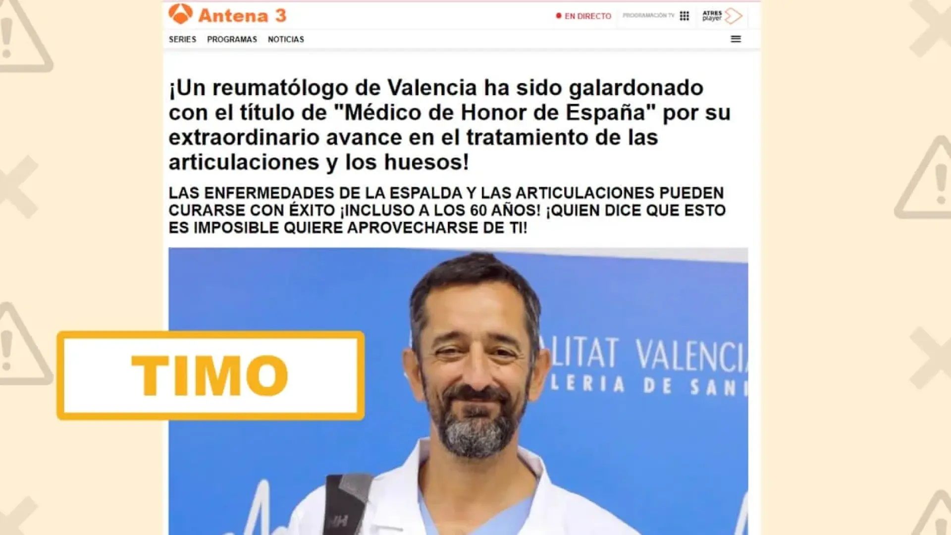 Bulo en Valencia que utiliza la imagen de Antena 3 y del doctor Cavadas