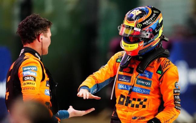 Oscar Piastri se salida con Lando Norris tras lograr la victoria en la carrera al esprint del Gran Premio de Catar.