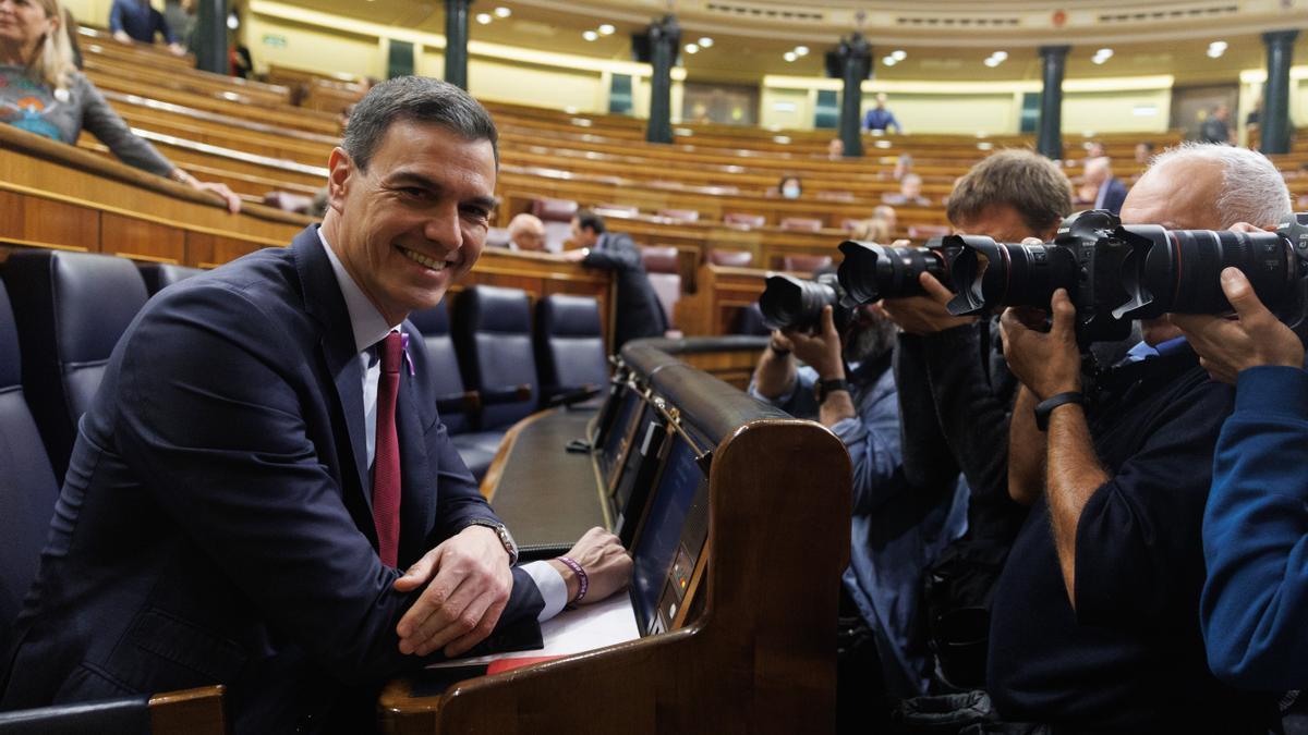 El presidente del Gobierno español en funciones, Pedro Sánchez, en un anterior pleno del Congreso