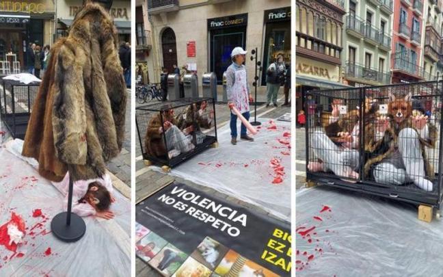 Imágenes de la performance contra la industria peletera