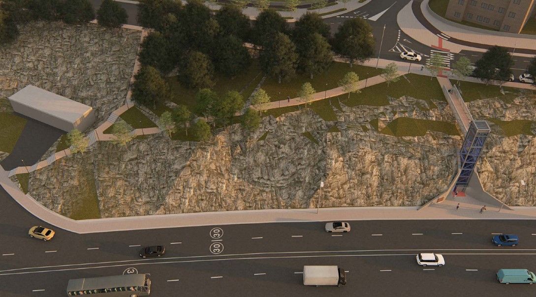 Vista de cómo quedará el ascensor que unirá Bolueta y Txurdinaga