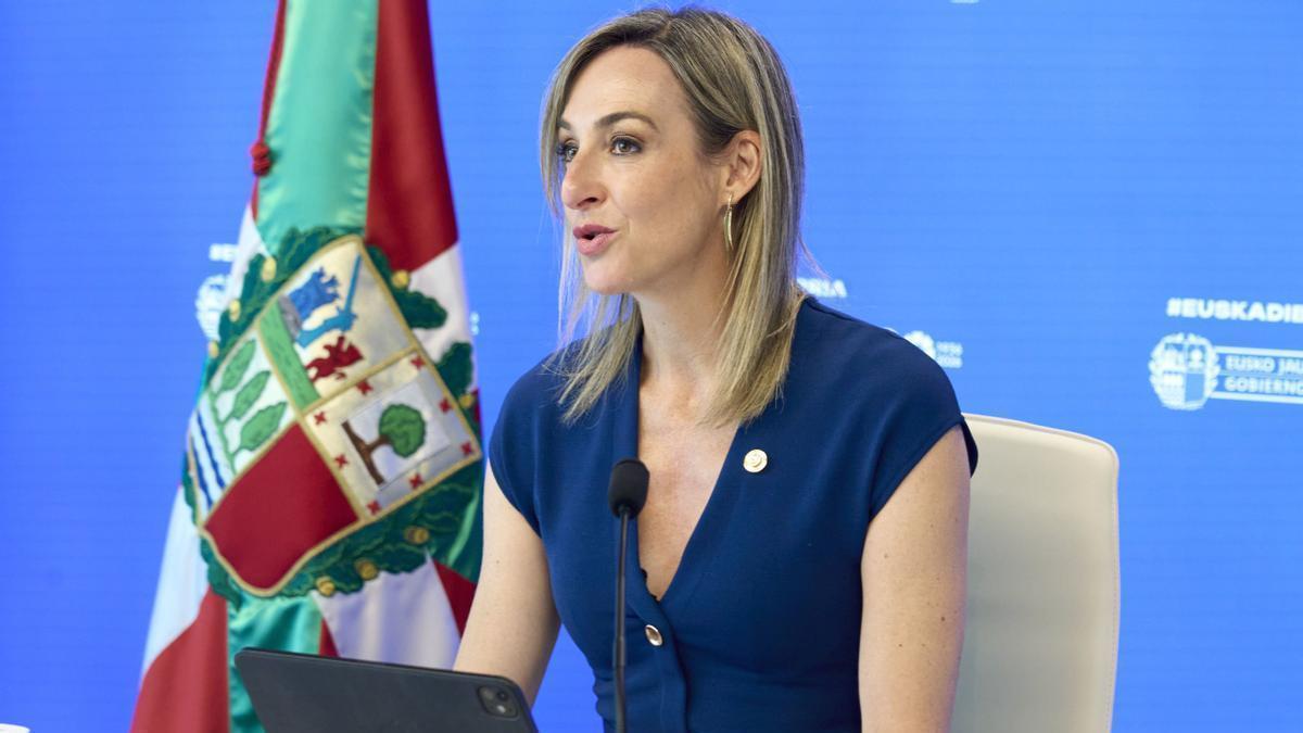 La portavoz del Gobierno Vasco, Maria Ubarretxena, este martes en la rueda de prensa posterior al Consejo