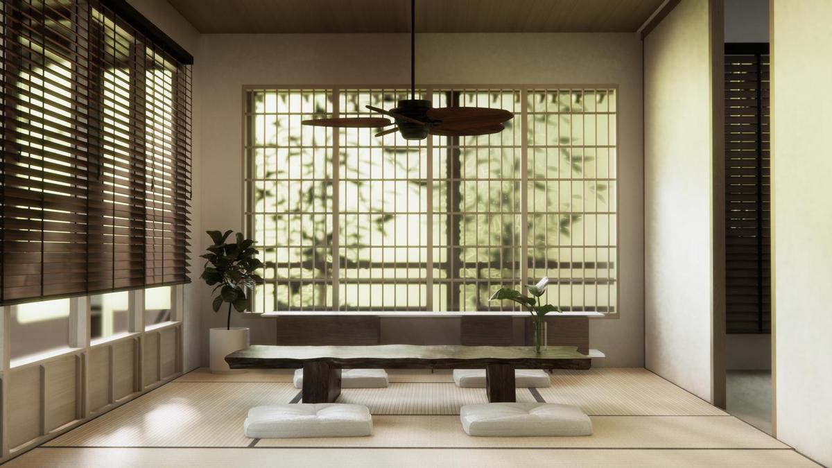 Decoración minimalista en un hogar japonés.