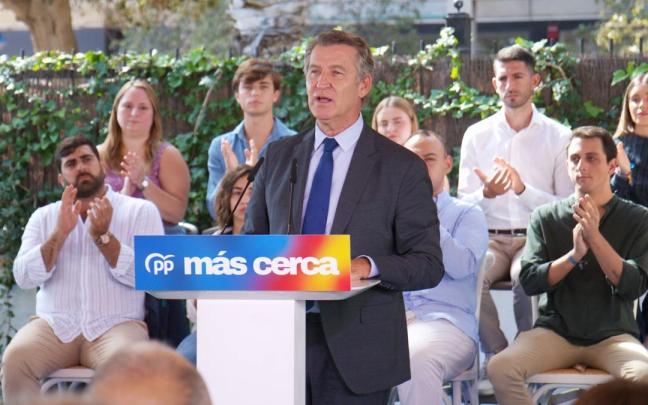 El presidente del Partido Popular, Alberto Núñez Feijóo, interviene en la Junta Directiva del PP de Melilla.