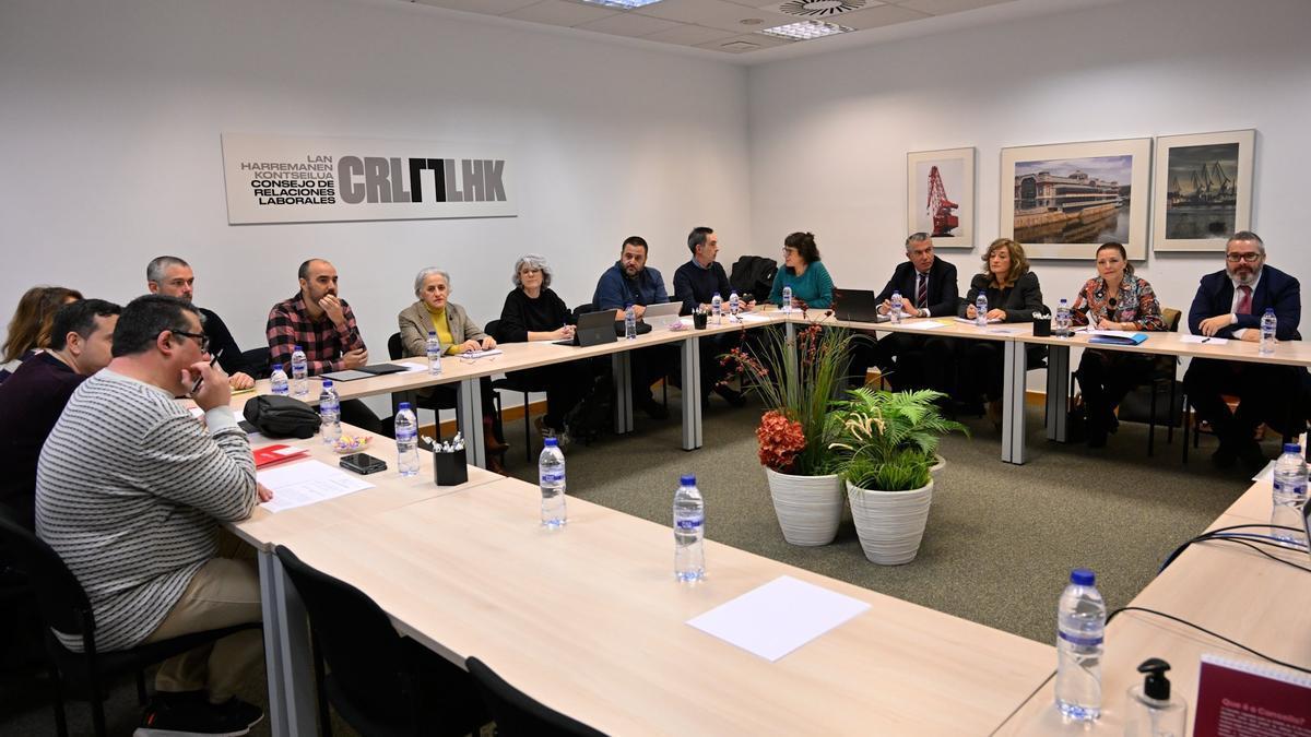 Cita entre patronal y sindicatos del pasado febrero en Bilbao.