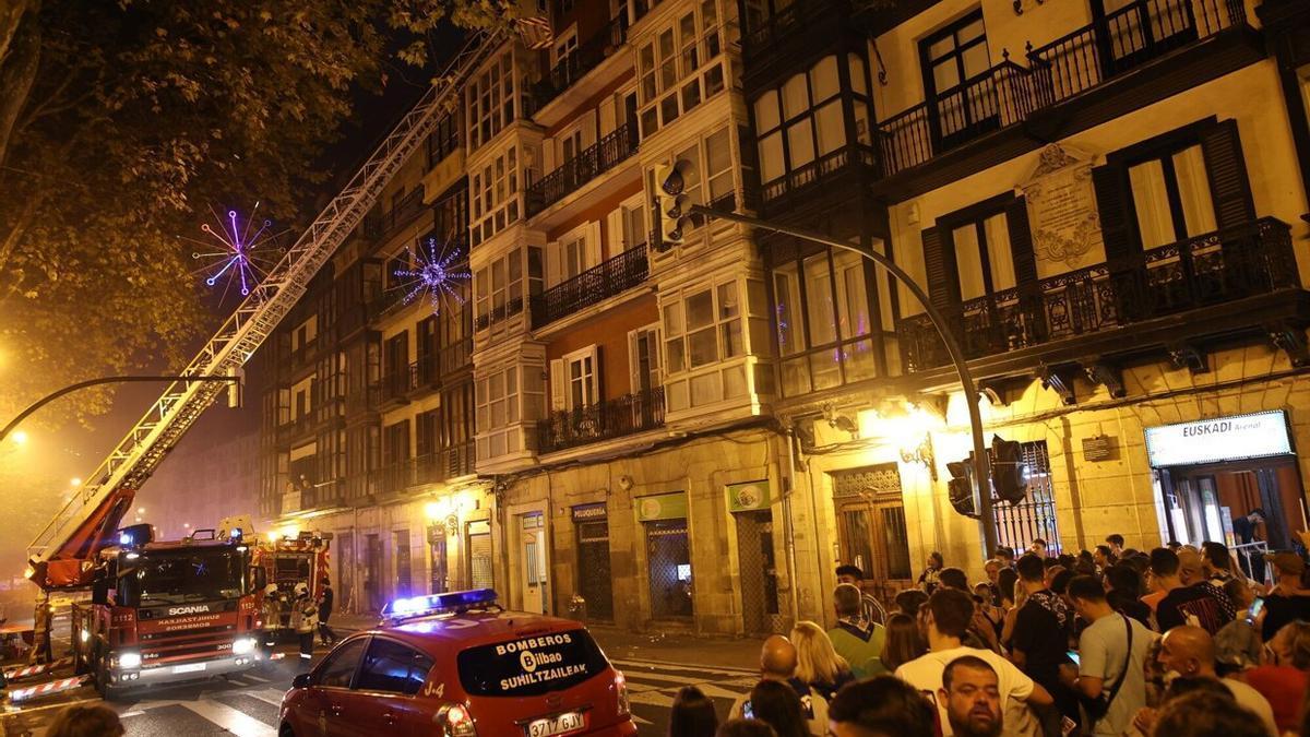 Incendio en la calle Viuda de Epalza durante la pasada Aste Nagusia