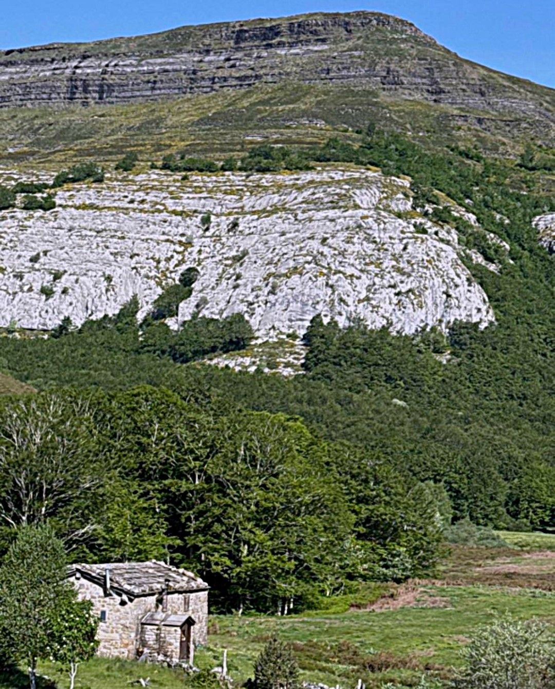 Vivienda pasiega a pie de peña.