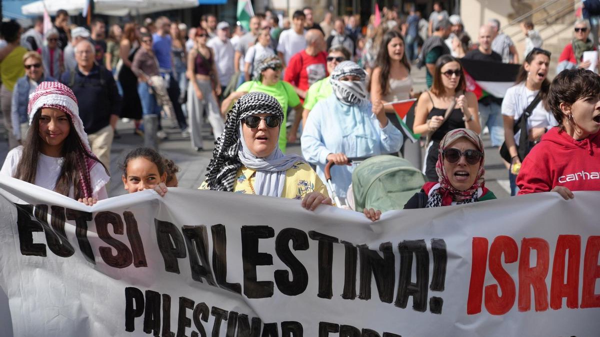 Reciente manifestación en favor de Palestina en Gasteiz.