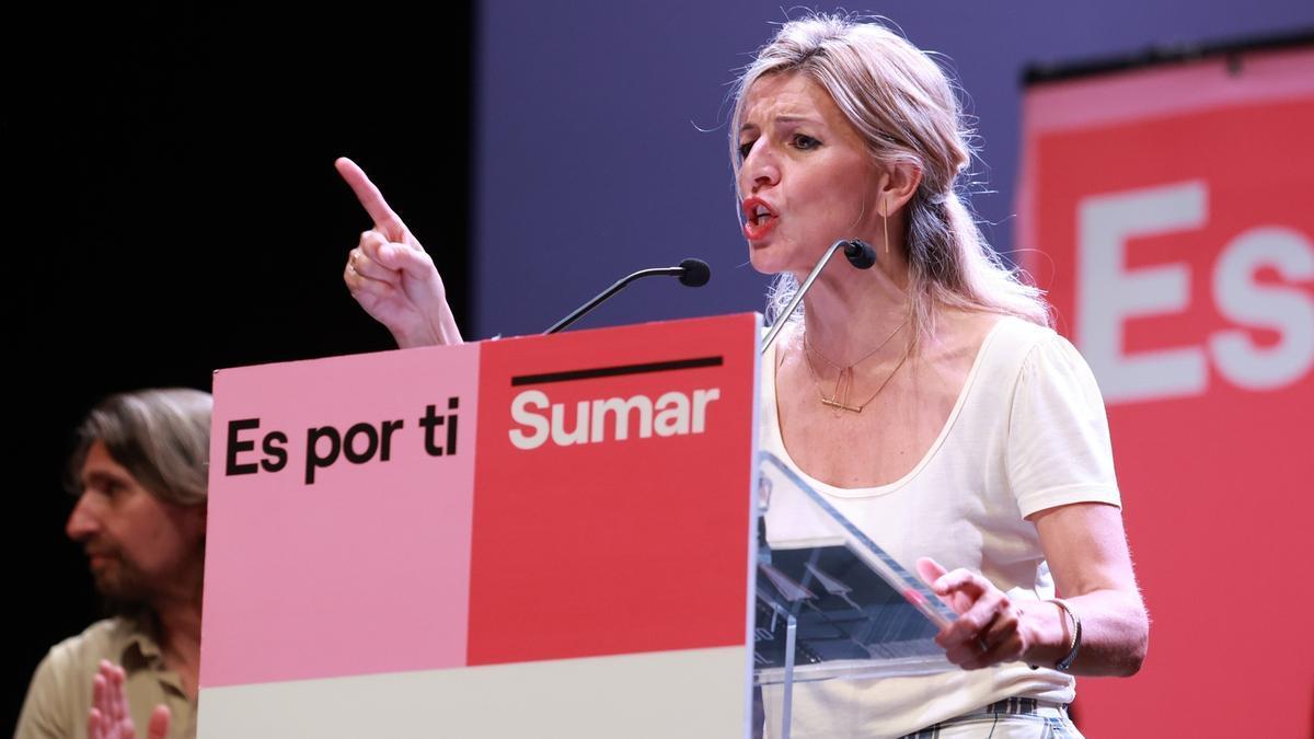 La candidata de Sumar a la presidencia del Gobierno español, Yolanda Díaz