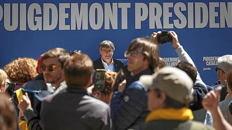 Carles Puigdemont, ayer durante un acto político de Junts celebrado en Els Banys i Palaldà.