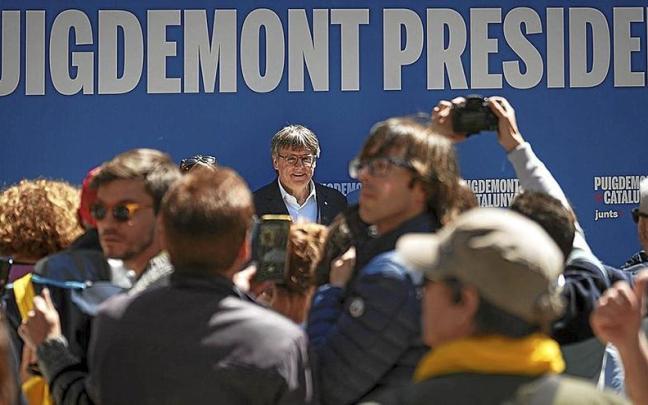 Carles Puigdemont, ayer durante un acto político de Junts celebrado en Els Banys i Palaldà.