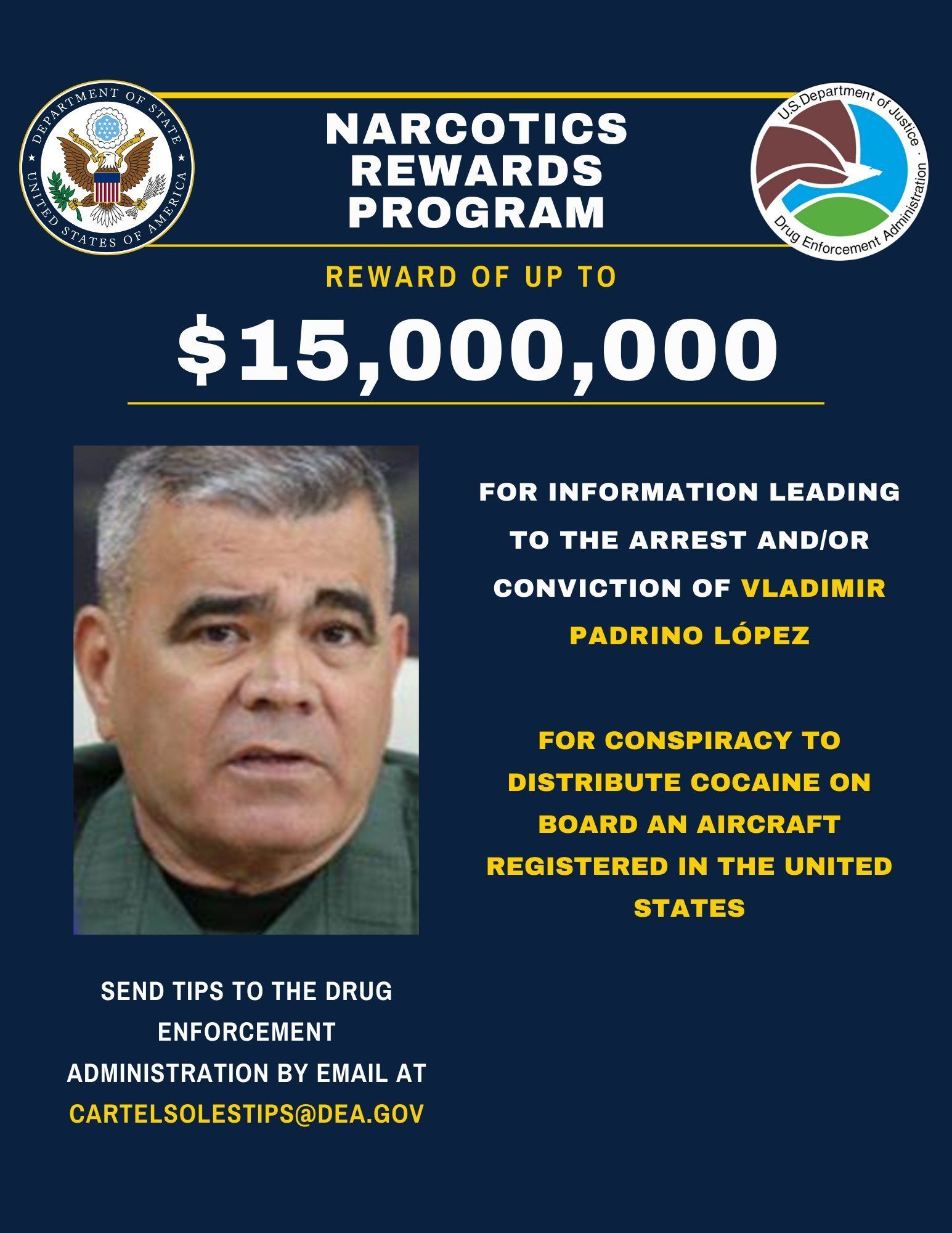 Cartel de recompensa por Padrino López.