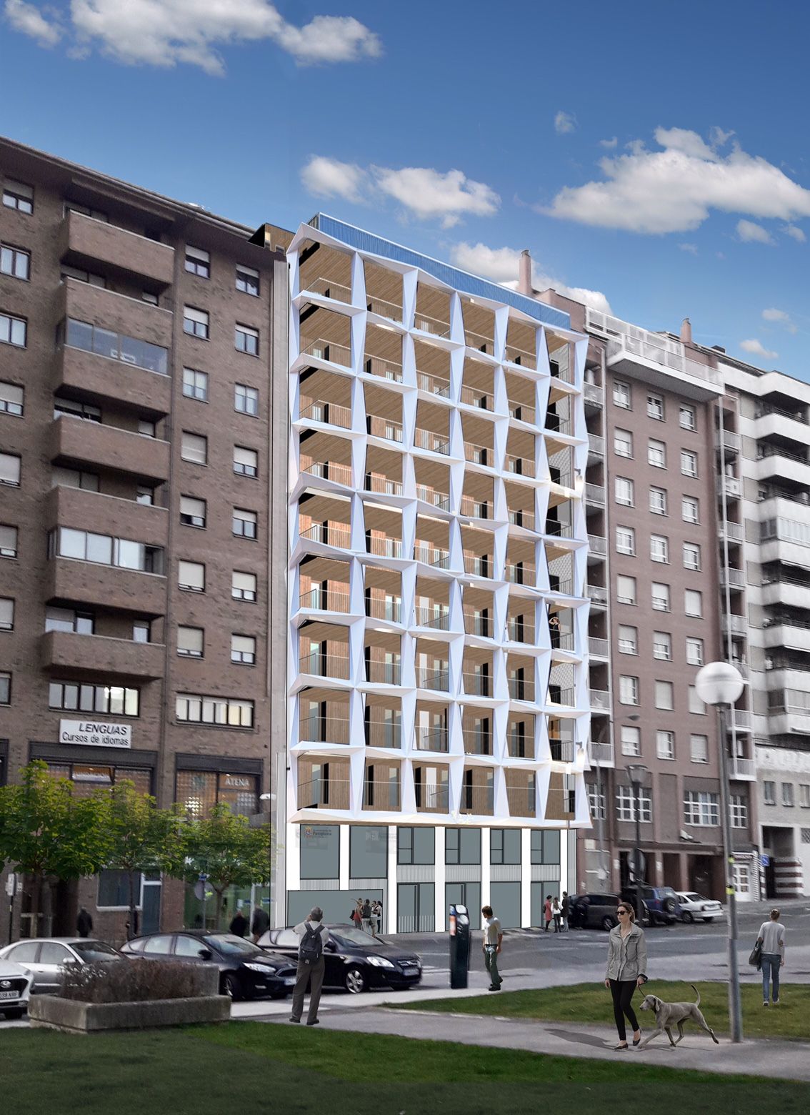 Recreación del aspecto final que tendrá el edificio de madera de Azpilagaña.