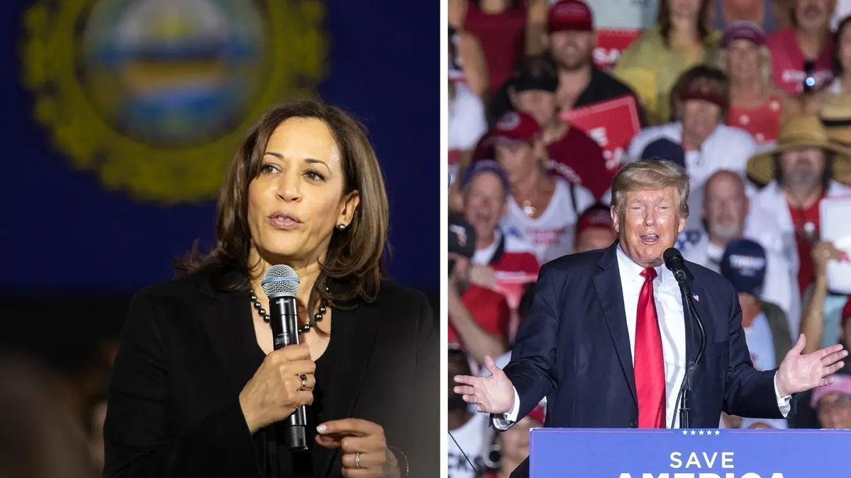 Combo de fotografías de archivo que muestra a la vicepresidenta de EE.UU., Kamala Harris, y el expresidente Donald Trump