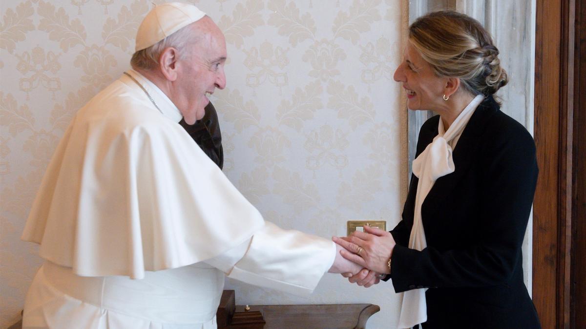 El Papa recibe a la vicepresidenta segunda y ministra de Trabajo, Yolanda Díaz, 11 de diciembre de 2021.