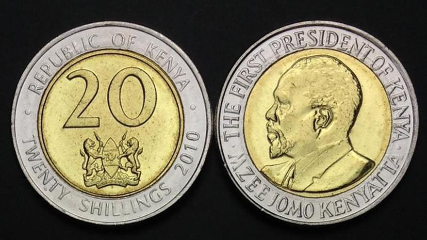 Moneda de 20 chelines de Kenia.
