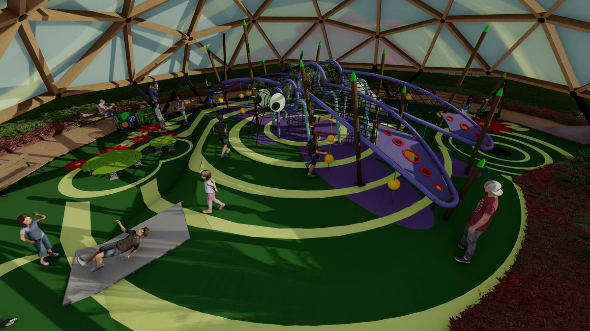 El espacio cubierto tendrá juegos infantiles y una zona ajardinada.