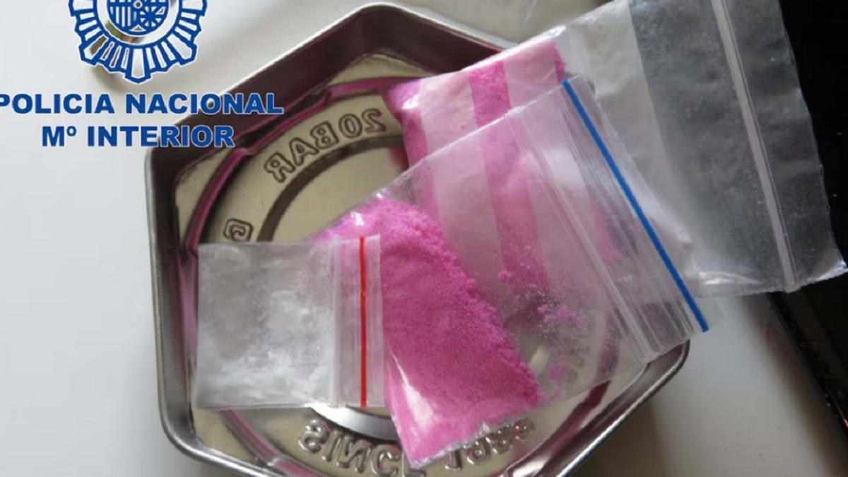 Cocaína rosa incautada.
