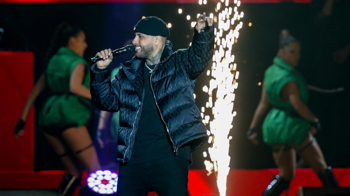 El cantante Nicky Jam, durante un concierto en el Wizink Center de Madrid.