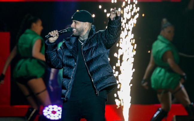 El cantante Nicky Jam, durante un concierto en el Wizink Center de Madrid.