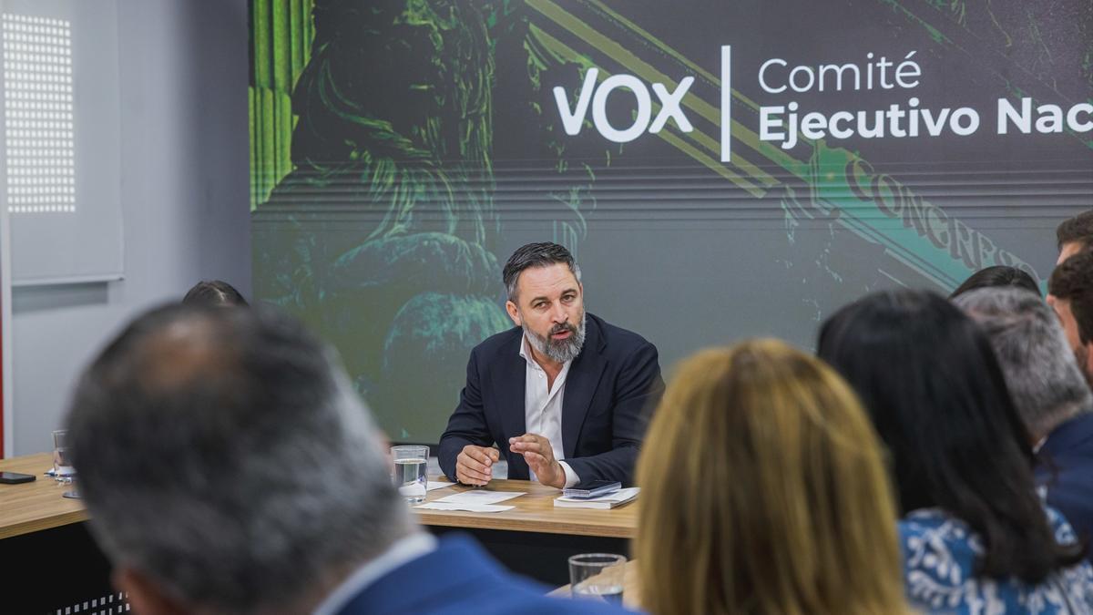 Abascal, durante el Comité Ejecutivo Nacional de Vox.