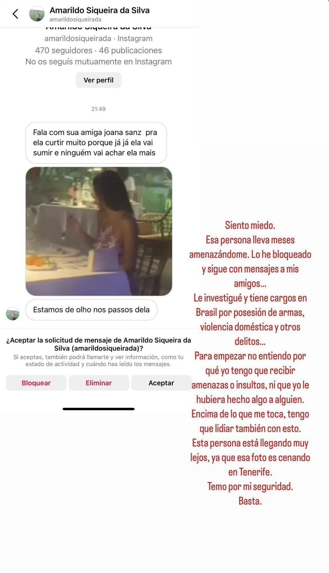 Joana Sanz explica el acoso que ha estado sufriendo en redes durante los últimos meses.