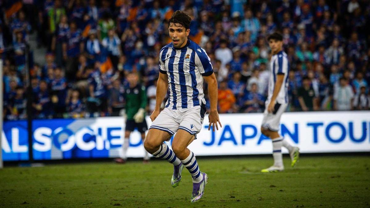 Pablo Marín en un amistoso de este verano. REAL SOCIEDAD