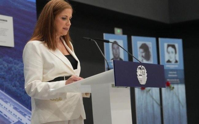 La consejera de Justicia y Derechos Humanos, María Jesús San José, el lunes en la inauguración del penal de Zubieta.