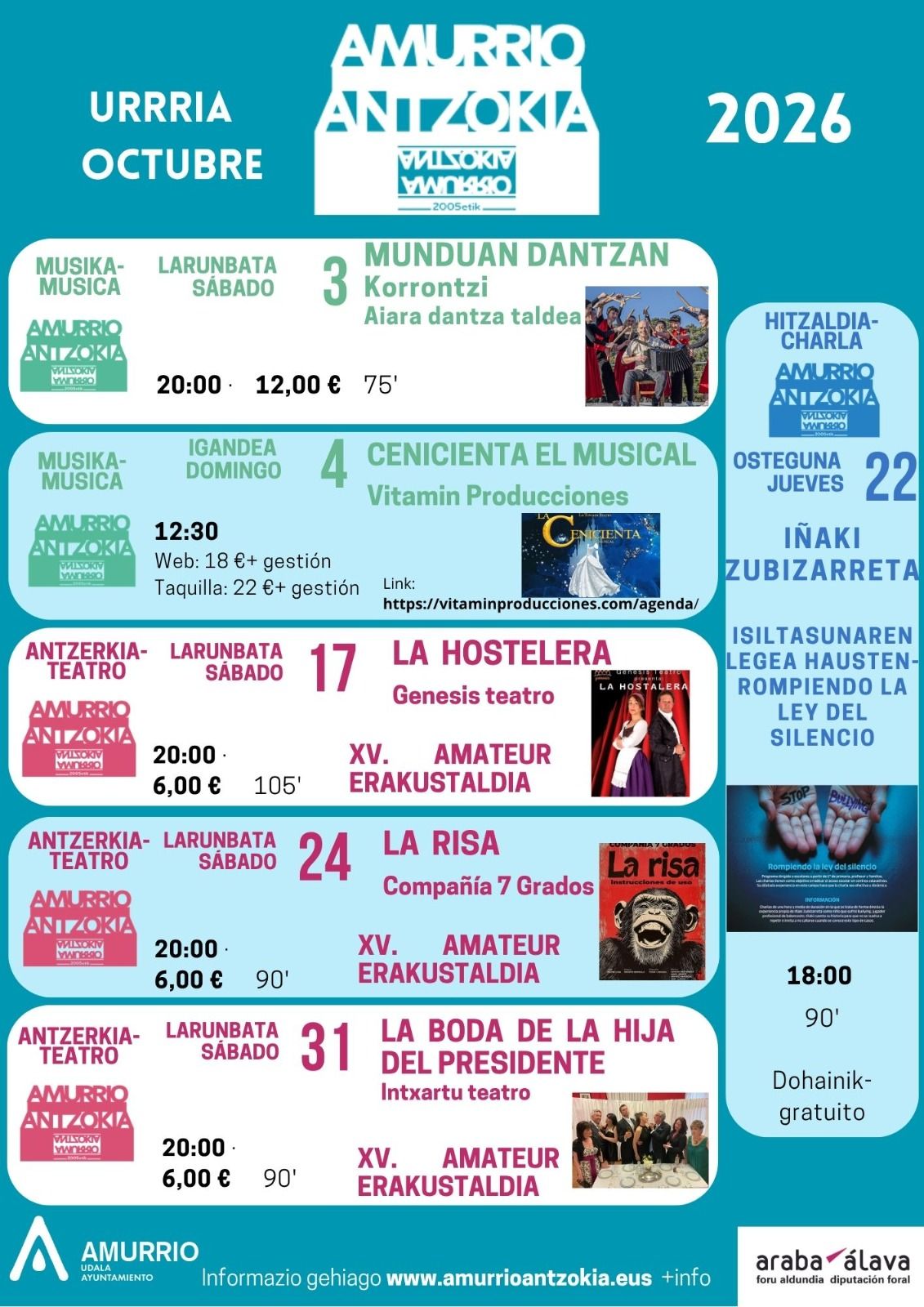 Agenda de espectáculos en vivo de octubre