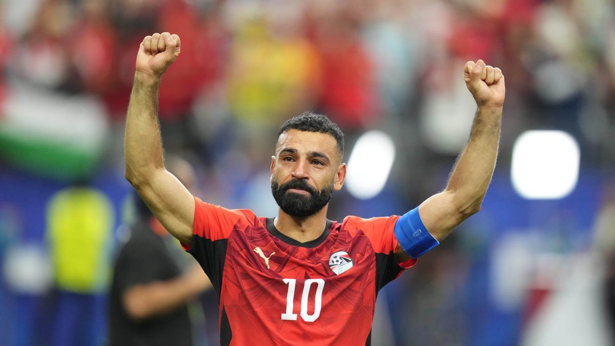 El jugador de Egipto Mohamed Salah, celebra la victoria contra Australia en dieciseisavos del Mundial.