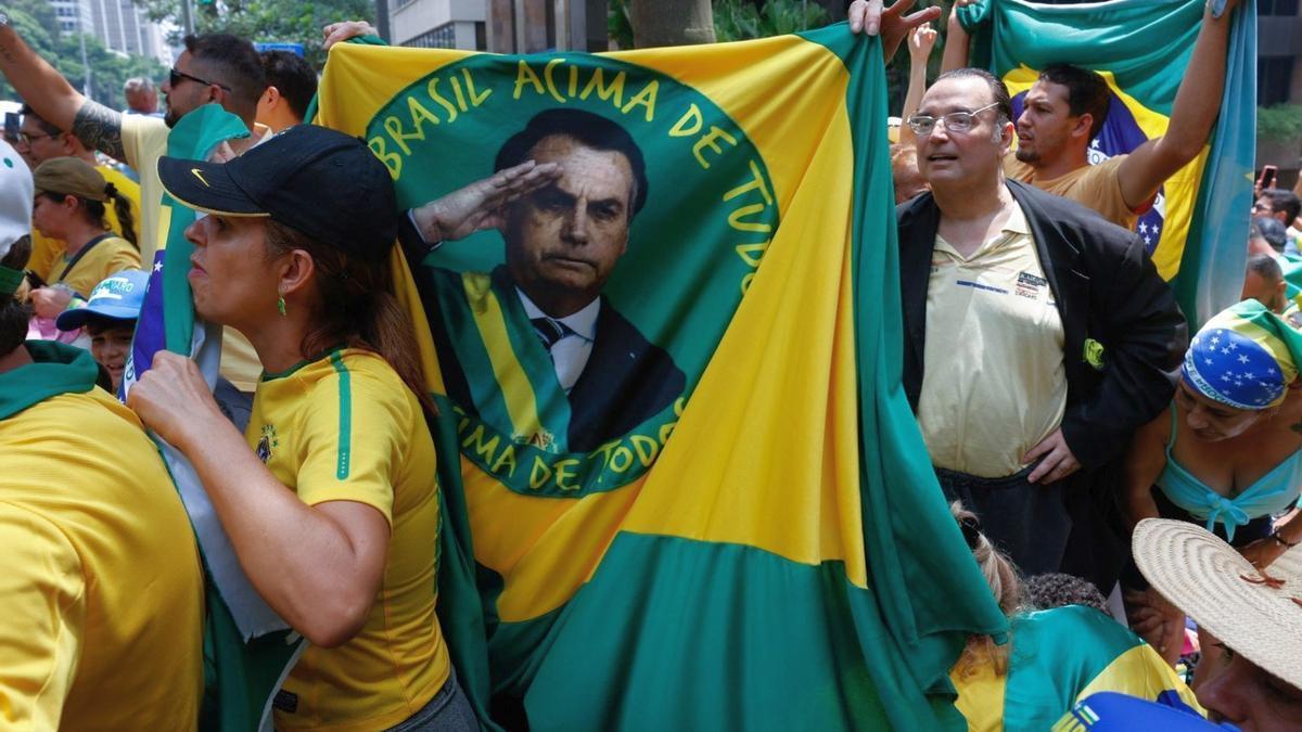 Simpatizantes del expresidente brasileño Jair Bolsonaro se manifestaron en Sao Paulo.
