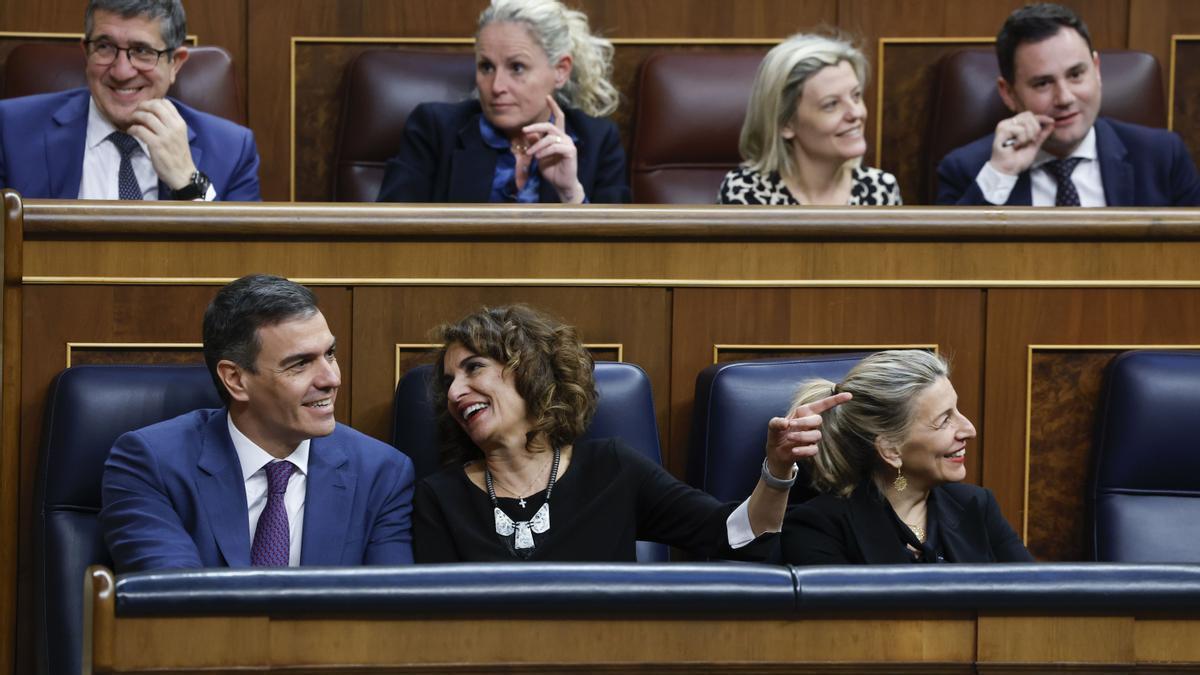 Sánchez, durante el Pleno en el Congreso de la Ley de Amnistía.