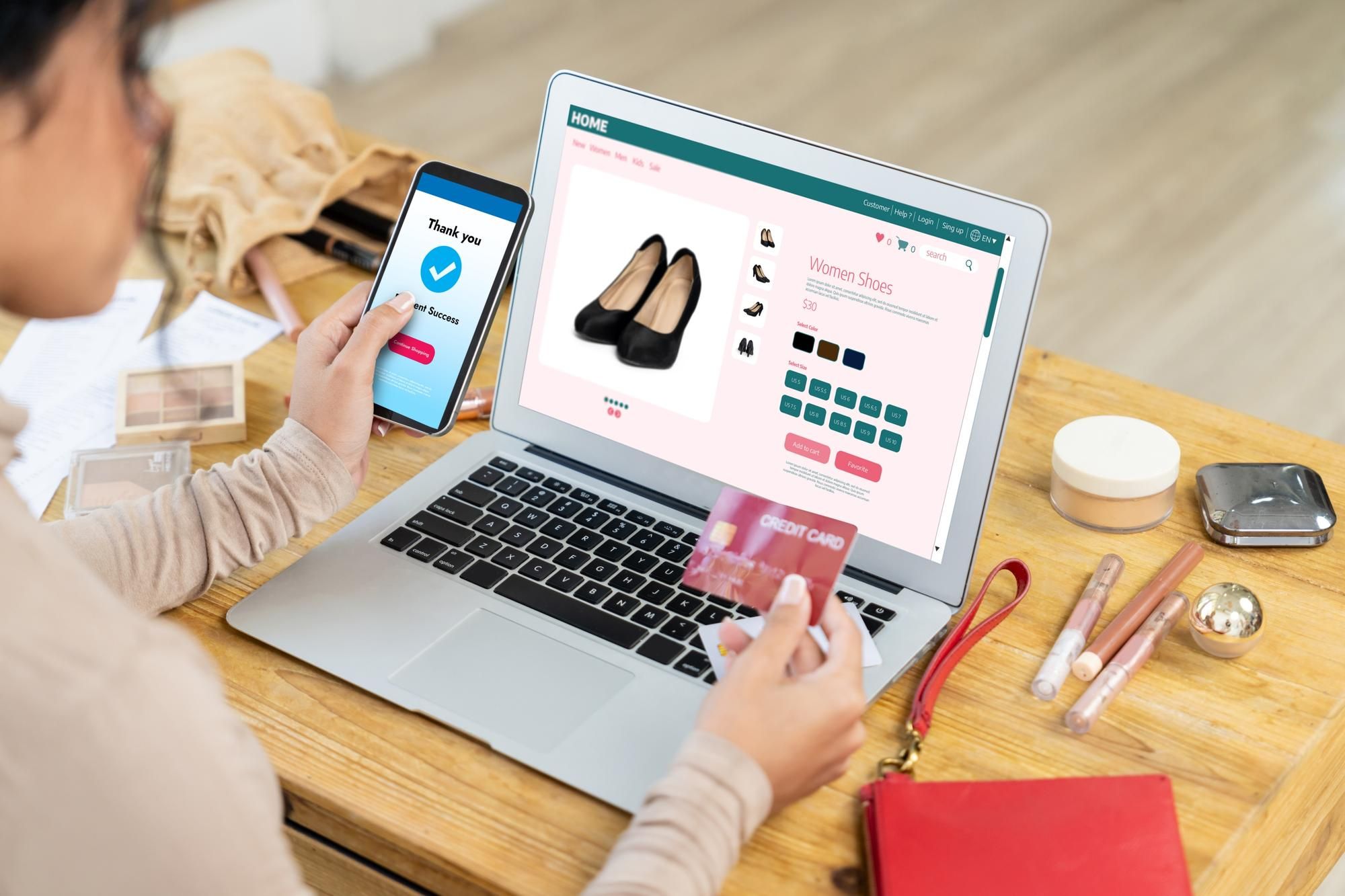 Compra online de unos zapatos.