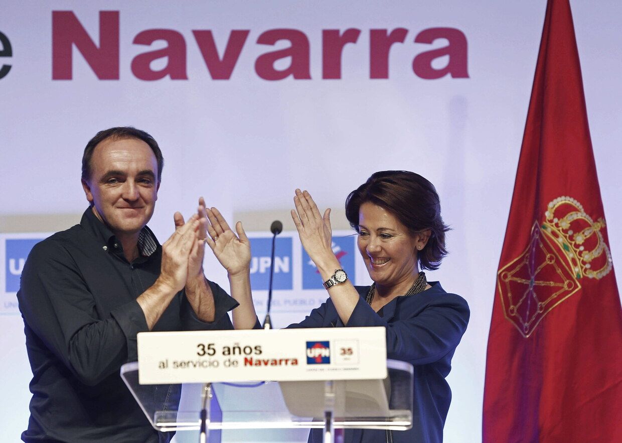 Javier Esparza, junto con la expresidenta del partido y de Navarra, Yolanda Barcina. Es 2014.