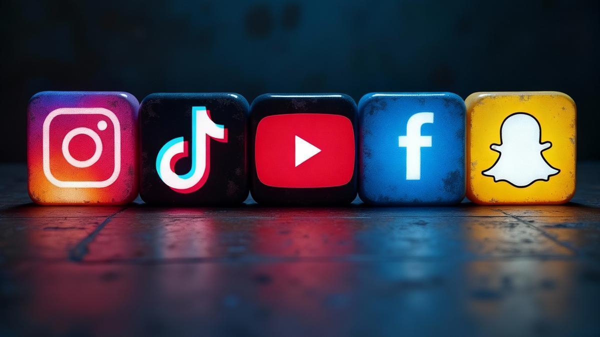 Los logos de Instagram, TikTok, Youtube, Facebook y Snapchat, algunas de las redes sociales afectadas.