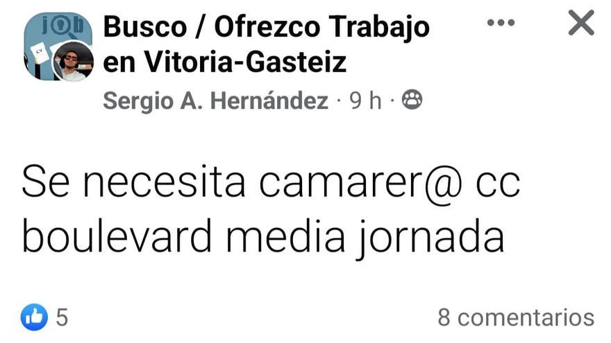 Anuncio publicado en Facebook